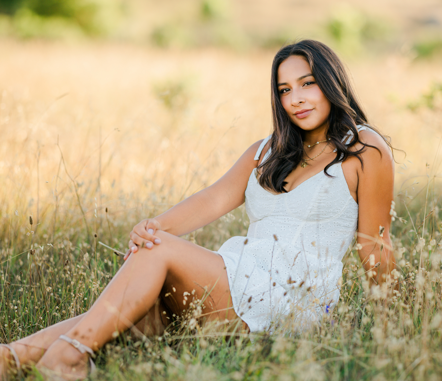 Branson School senior portrait in Marin golden hills during summer sunset session