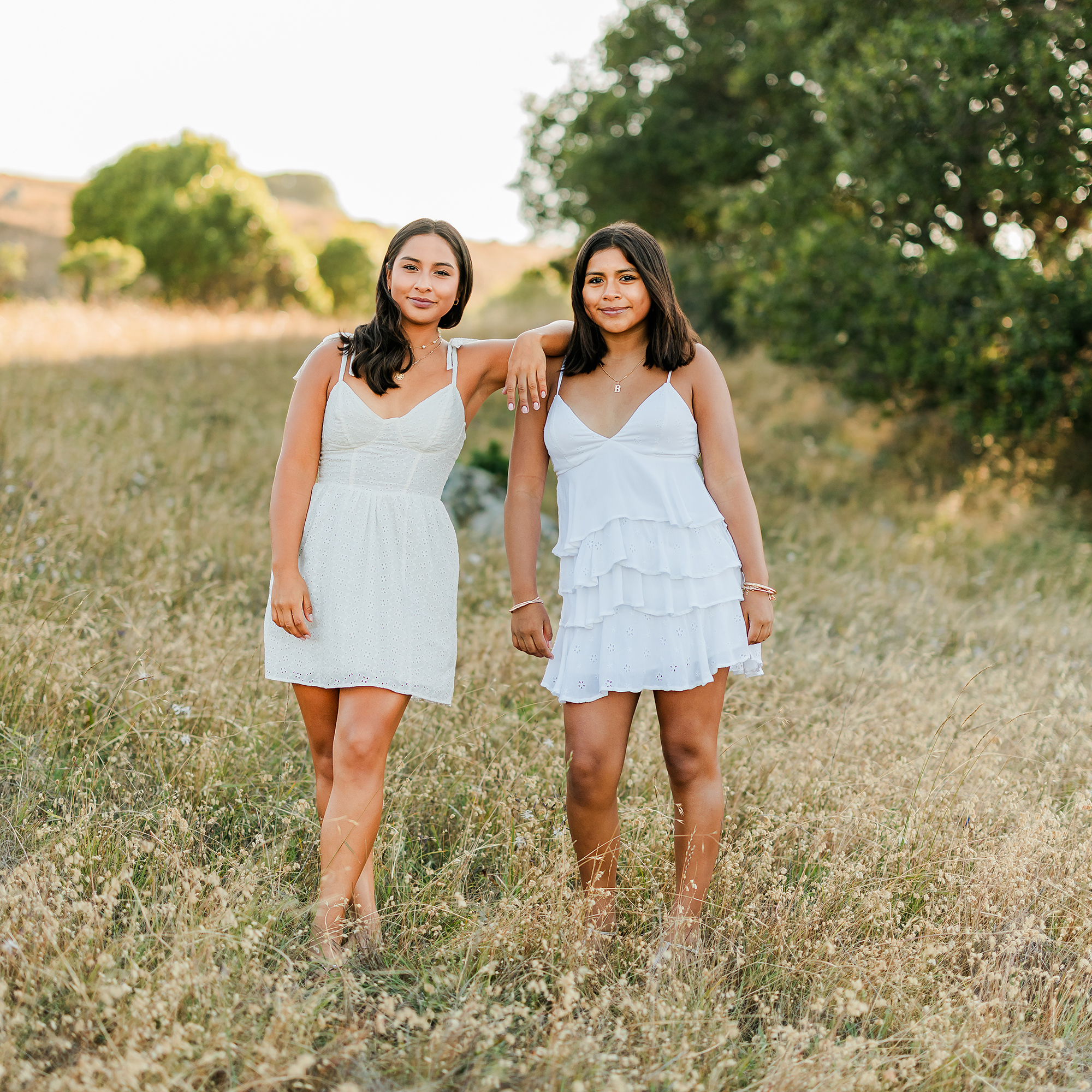 Branson School senior portrait with friend in Marin golden hills during summer outdoor session